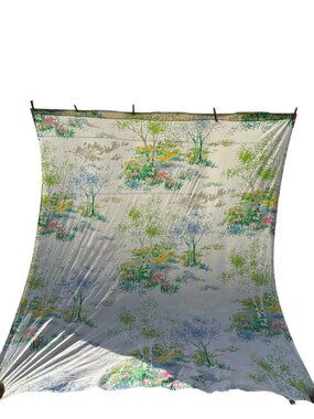 Vintage Tastemaker Full Size Flat Sheet Floral Print Pastel Colors Made In USA